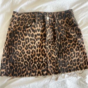 Zara Cheetah Print Denim Skirt